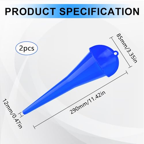 Long-Neck Oil Funnel for Automotive – Multi-Function Plastic Funnel for Oil, Gas & Lubricants – Universal Car Accessory (Blue (2-Pack)) - color: Blue (2-Pack)