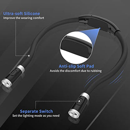 LEDGLE Neck Rechargeable Knitting Light with 3 Adjustable Brightness, Flexible Soft Silicone Arms - Hands Free Braiding Light for Reading, Crochet, Camping Repairing - style: Old Design- Black