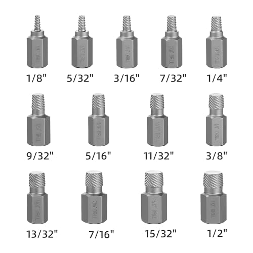 15Pcs Screw Extractor Set Double Hex Head Multi-Spline Lug Nut Remover | 3/8 Inch Drive Easy Out Bolt Extractor Set for Removing Stripped, Rounded, Damaged, Broken Studs Bolts Screws - size: 15pcs