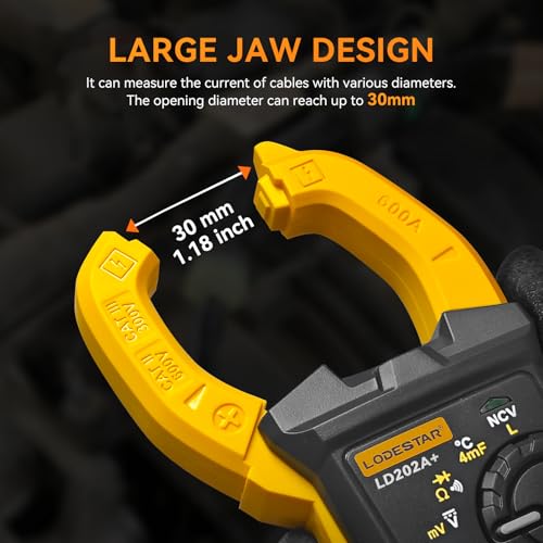 Digital Clamp Meter Multimeter 4000 Counts Voltage Tester with Auto Range, AC/DC Voltage, AC Current, Resistance, Capacitance, Continuity Diode,Live Wire Test, NCV, True RMS, AC Current Meter LD202A+ - style: LD202A+ 4000 Counts AC Current