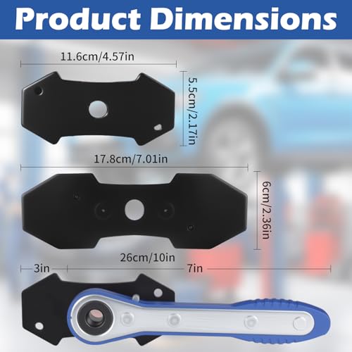 Brake Caliper Compression Tool for Disc Brake Repair | 360° Swing Ratchet, 2PCS Extra Large Steel Magnetic Plates for Sextuplet Pistons, Easy Car & Truck Brake Repair - color: Blue