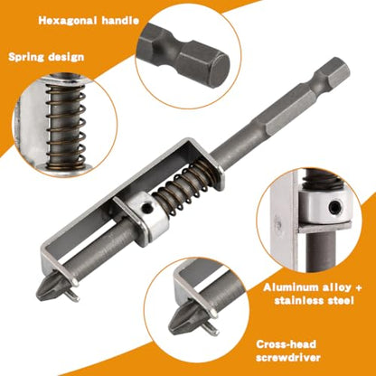 2Pcs Spring-loaded Screw Holder Bit, Anti-drop Screwdriver Bit, Bit Holder Universal Screw Retaining Tool for Electricians, Mechanics, DIY Home Repair(COLOR:silver)