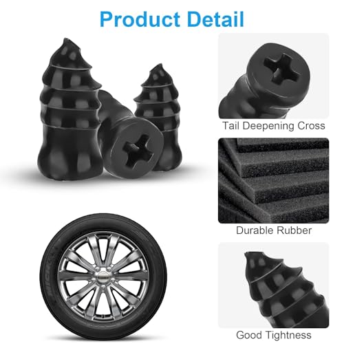 Tire Plug Kit, Tire Repair Rubber Nail Kit with Screwdriver, 2 Sizes Self-Sealing Screw-in Tire Repair Plugs, for Tubeless Tire Puncture Repair for Car, Truck, Motorcycle ﻿ (10)