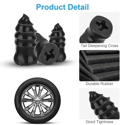 Tire Plug Kit, Tire Repair Rubber Nail Kit with Screwdriver, 2 Sizes Self-Sealing Screw-in Tire Repair Plugs, for Tubeless Tire Puncture Repair for Car, Truck, Motorcycle ﻿ (10)