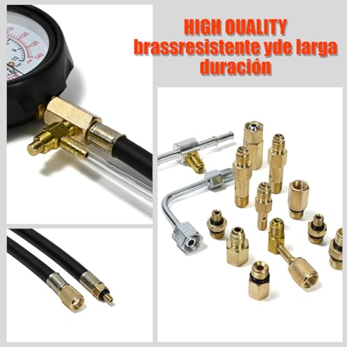Fuel Pressure Tester Kit,0-140PSI Fuel Pressure Gauge Kit,TU-114 Oil Pressure Tester Kit with Gauge for Auto Car Truck and Marine
