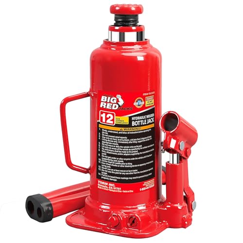 Big RED T91203B-1 Torin Hydraulic Welded Bottle Jack, 12 Ton (24,000 lb.) Capacity, Red - size: 12 Ton (24,000 lbs), style: 12 Ton (24,000 lbs) Standard