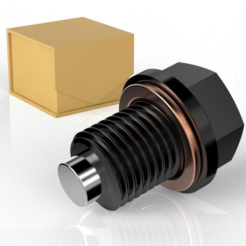 M14x1.5 Aluminum Magnetic Oil Drain Plug with 1 Pcs Copper Gasket Crush Washer Sump Drain Nut Bolt Oil Pan Bolt Anti Leakage Seal Replacement for Honda Acura Ford GM Mazda Hyundai Kia - size: M14x1.5