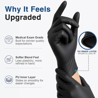 Schneider Vinyl Synthetic Exam Gloves, 4 Mil, Latex Free Disposable Gloves for Medical, Cooking, Cleaning, and Food Prep - color: 08 Black(xl 1000)