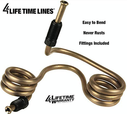 4LIFETIMELINES – 1/4" x 25' Copper-Nickel Brake Line Kit with 16 SAE Fittings | True CuNi Alloy, Non-Magnetic | Inverted Flare, 0.028" Wall | Rust-Proof Replacement Tubing for Cars & Trucks - size: 1 Coil and Fitting Kit