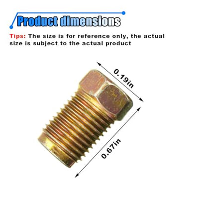10PCS Car Brake Line Fittings, M10 x 1.0 Thread Stainless Steel Brake Line Nut, Metric Invert Flare Fittings for 3/16" Brake Line Tube