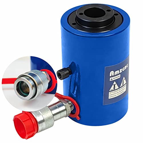 AMZCNC 20T Hydraulic Cylinder Jack Hollow Single Acting Hydraulic Ram Cylinder 2"(50mm) Hydraulic Lifting Cylinders (20T 2Inch Hollow) - size: 20T 2Inch