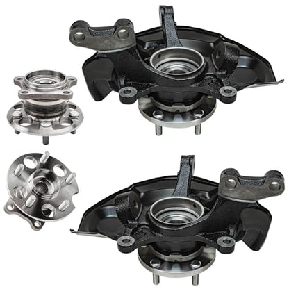 Detroit Axle - AWD 4pc Steering Knuckles Kit for 04-07 Toyota Highlander w/ABS on Axle, 2 Front Steering Knuckles & Wheel Bearing Hubs 2 Rear Wheel Bearing Hubs 2004 2005 2006 2007 Replacement - size: 4UW48746/Kit