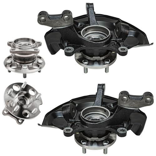 Detroit Axle - AWD 4pc Steering Knuckles Kit for 04-07 Toyota Highlander w/ABS on Axle, 2 Front Steering Knuckles & Wheel Bearing Hubs 2 Rear Wheel Bearing Hubs 2004 2005 2006 2007 Replacement - size: 4UW48746/Kit