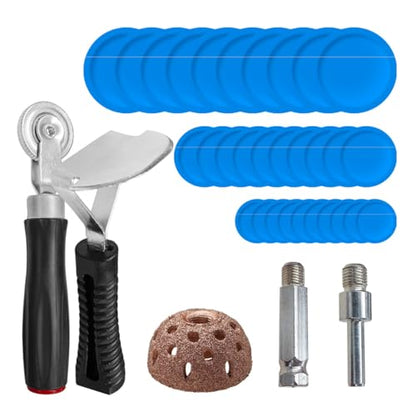 33PCS Tire Repair Patch Tools Tire Patch Roller Kit - 32mm/42mm/58mm Wheel Patches Tire Repair Tool with 42mm Repair Buffing Wheel Inner Liner Scraper for Car Tires Grinding Motorcycle Bike Wheel
