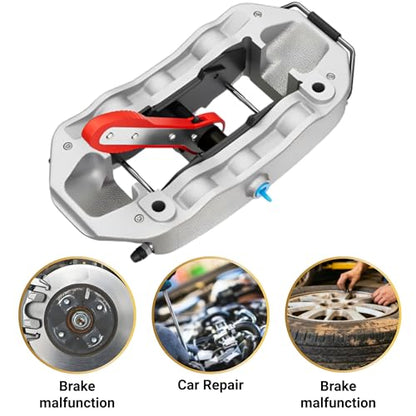 Brake Caliper Compression Tool - Rotating Ratchet Caliper Piston Compressor Tool with 2 Pcs Steel Plates, 360° Adjustable Brake Caliper Tool, Essential Tool for Car Brake Maintenance