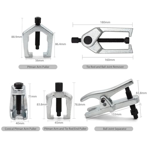 5pcs Ball Joint Separator Kit Pitman Arm Puller Tie Rod End Remover Splitter Removal Tool Automotive Front End Service Set