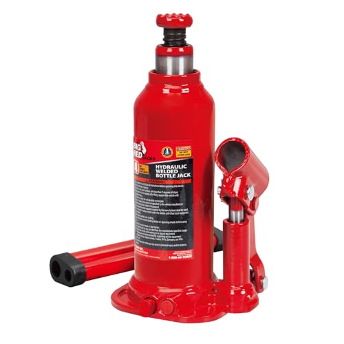 BIG RED T90403B Torin Hydraulic Welded Bottle Jack, 4 Ton (8,000 lb) Capacity, Red - color: Red, size: 4 Ton