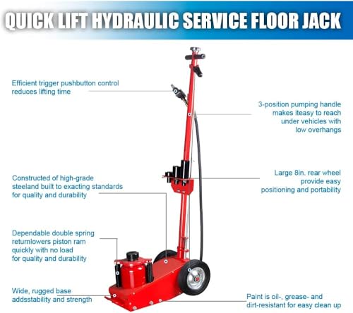 22 Ton Air Hydraulic Floor Jack Combo, Heavy-Duty Pneumatic Service Jack Set for Truck, SUV, Bus & Farm Equipment, Fast Lifting, Low Profile Air Jack for Shop & Garage