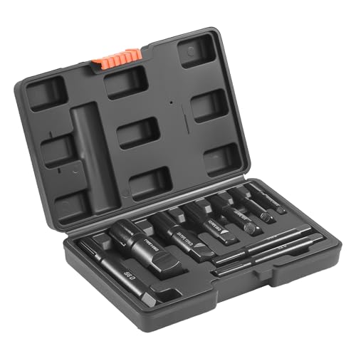 VEVOR Pipe Extractor Set, 9 Pieces Heavy Duty Steel Broken Pipe Extractors, with Solid Storage Case, Cr-Mo Steel for Removing 1/8" to 1" Damaged Threaded Pipes and Fittings, for Plumbers Mechanics DIY - size: 9 PCS