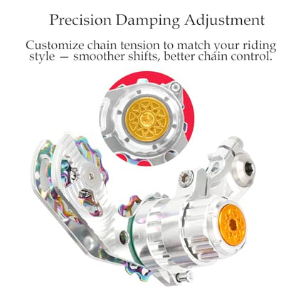 Single Speed Chain Tensioner Kit, CNC Aluminum Adjuster with 11T Pulley | Fits derailleur hanger frames for single speed conversions. 11T pulley with ceramic bearing for MTB, BMX & DJ bikes. - color: Blackish Purple