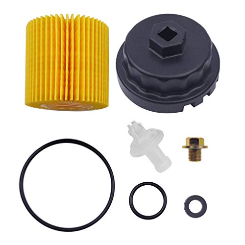 Genuine Oil Filter,Wrench,Oil Drain Plug Compatible With Lexus,Toyota,Camry,RAV4,Highlander,Sienna,Tundra and More with 04152-YZZA1 Oil Filter-Fits 64mm Cartridge Style Oil Filter Housing