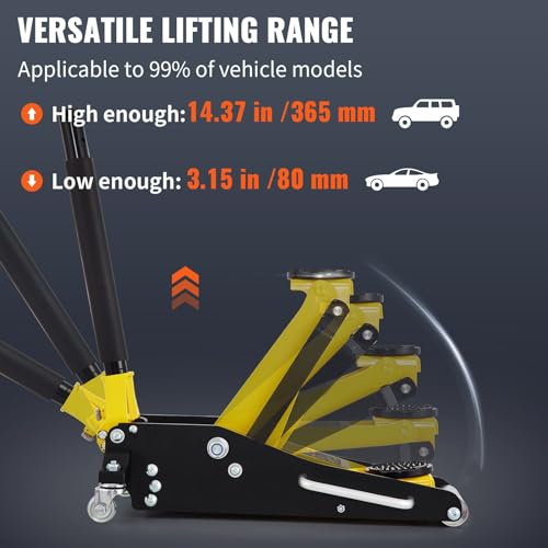 1.5 Ton Low Profile Aluminum Steel Racing Floor Jack Dual Pump Lift | Heavy-duty steel & aluminum construction, 3300 lbs capacity, dual pump system, low profile design for easy car lifting,