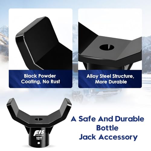 Bottle Jack Adapter for 12t Jacks, Safe Steel Bottle Jacks Adapter Lifting Saddle for 3 Inch and 4 Inch Round&Square Axle Tube, Fits1.65Inch(42mm) or Smaller Diameter Bottle Jack Accessories | Steel Adapter with Black Coating, Rust Proof. Fits 3"-4" Round