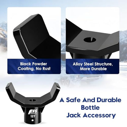 Bottle Jack Adapter for 12t Jacks, Safe Steel Bottle Jacks Adapter Lifting Saddle for 3 Inch and 4 Inch Round&Square Axle Tube, Fits1.65Inch(42mm) or Smaller Diameter Bottle Jack Accessories | Steel Adapter with Black Coating, Rust Proof. Fits 3"-4" Round