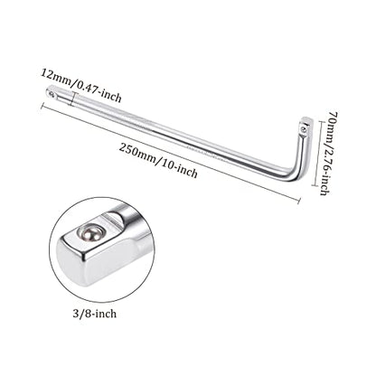 2pcs Breaker Bar - [3/8 Inch Drive] L Shape Socket Wrench Extension for Car Mechanical Equipment Repair Use, CR-V Steel