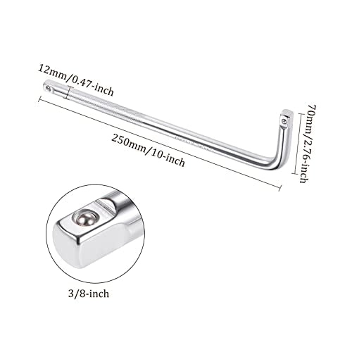 Breaker Bar - [3/8 Inch Drive] L Shape Socket Wrench Extension for Car Mechanical Equipment Repair Use, CR-V Steel