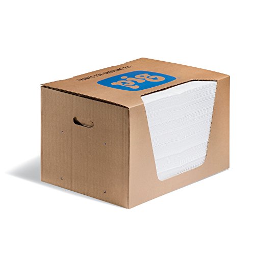 PIG Oil Absorbing Mat Pad in Dispenser Box Absorbs Oil and Fuel Repels Water 14-Ounce Absorbency 15" x 20" Box of 200 MAT485 - style: With Dispenser Box