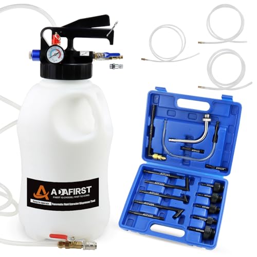 Transmission Fluid Transfer Pump Kit, 10L Pneumatic Fluid Extractor and Dispenser Tool with Adapter for ATF Fill, Gear Oil Refill, Differential Oil, Garage and Shop Fluid Evacuator and Filler - color: Blue Case