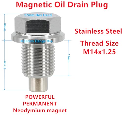 1PC M14x1.25 Stainless Steel Magnetic Oil Drain Plug Fit Suzuki Motorcycles Textron Off Road Arctic Cat Wildcat ATV UTV Ford Super Duty International Harvester, Replace F4TZ-6730-A DP015 - size: M14x1.25