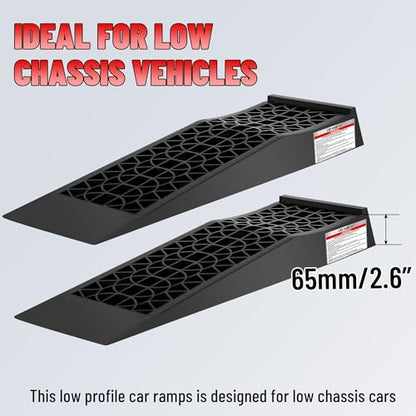 Low Profile Car Ramps for Lift Maintenance and Oil Changes, 2.6" Lift | Heavy Duty Race Ramps for Sports Car Low Chassis Vehicle, 2 Pack - color: 5 Ton
