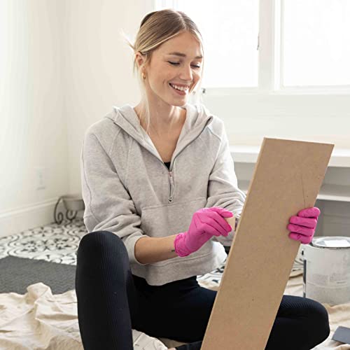 FRAMAR Pink Gloves Disposable Latex Free, Pink Nitrile Gloves Medium, Salon | Latex Free Glove Medium, Guantes De Nitrilo, For Hair Dye, Cleaning, Tattoo, Food Prep, Powder Free, 100 Pack - size: Medium, 100 Count (Pack of 1)