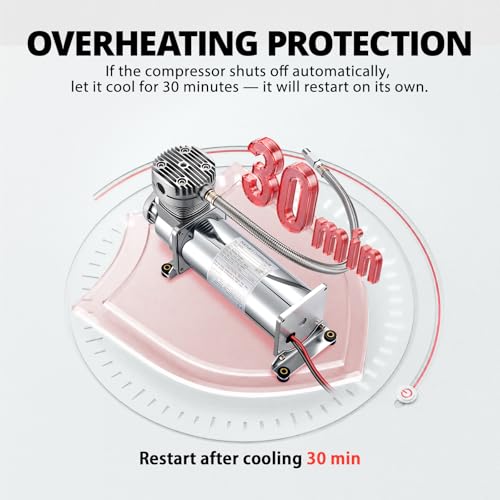 EVIL ENERGY 200PSI Air Horn Suspension Compressor for Car 12V Heavy Duty 1/4 NPT Onboard Air Ride Compressor for Train, Truck, Inflating Tires, Suspension Systems, Train Horn, DIY Pneumatic Tools