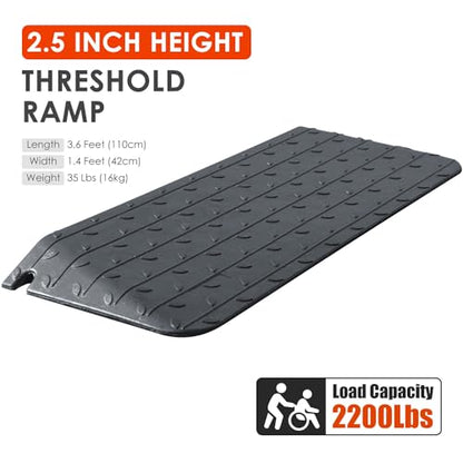 1" - 4" Rise Height Heavy-Duty Rubber Threshold Ramps, Cuttable Entrance Doorway Ramp, Non-Slip Curb Ramps, Loading Ramps for Wheelchair Scooter Car Outdoor Indoor (2.5" Rise) - size: 2.5" Rise