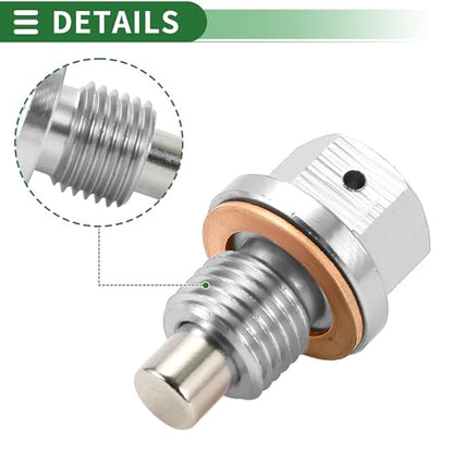Motoforti Universal Oil Pan Screw Oil Drain Plug Sump Drain Nut Bolt, M12x1.5, Aluminium Alloy, Silver Tone, 1 Set - size: M12x1.5
