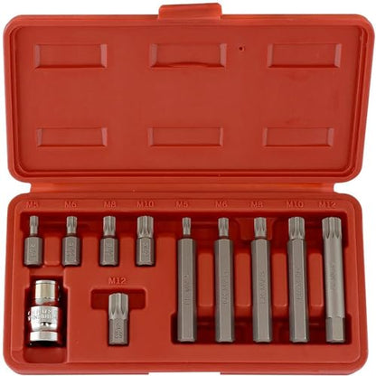 NEIKO 10078A XZN Triple Square Spline Bit Socket Set | 11 Piece Long and Short | 12 Point | CrV Steel - style: Standard