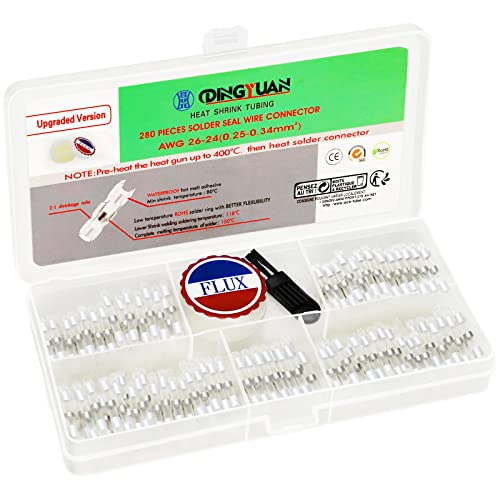 280PCS Heat Shrink Solder Seal Wire Connectors Kit with Solder Paste, AWG 26-24 Low-Melting-Point Splice Terminals, Solder Waterproof Electrical Insulated Butt Connectors - size: Pro White 280PCS