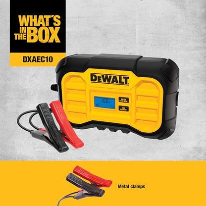 DeWalt DXAEC10 10 Amp Battery Charger for Vehicles | 6V or 12V Selector, Lithium LiFePO4 or Lead Acid Batteries - size: 10 Amp