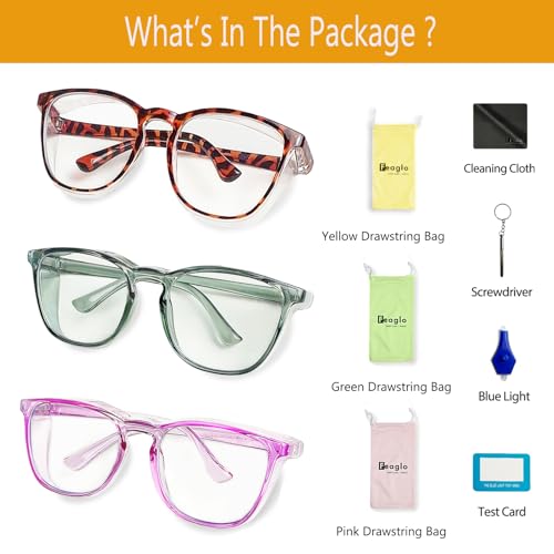 Feaglo Safety Glasses, Anti Fog Safety Goggles for Women Men, Blue Light Blocking Stylish Eye Protection Glasses Side Shield - color: Tea Leopard+purple+mint Green