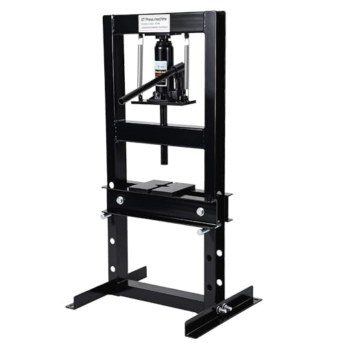 Heavy Duty Hydraulic H-Frame Shop Press – 6 Ton Manual Press, Adjustable Worktable, Stamping Plates, Industrial Steel Construction – for Auto Repair, Garage, Metalworking – Black, 6T - color: Black