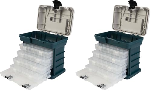 Portable Tool Box - Small Parts Organizer with Drawers and Customizable Compartments for Hardware, Fishing Tackle, Beads, or Crafts by Stalwart (Gray) (Pack of 2) - size: Pack of 2