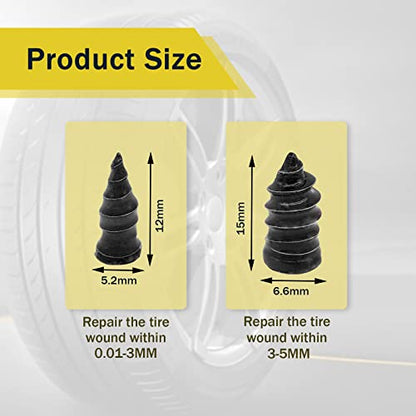 60PCS Tire Repair Rubber Nail, Vacuum Tire Repair Kits Spiral Rubber Nails, Tire Screw Plug Fast Tool Self Service Tire Repair Nail for car, Motorcycle, Truck, Tractor Tire Puncture Repair - color: 60Pcs