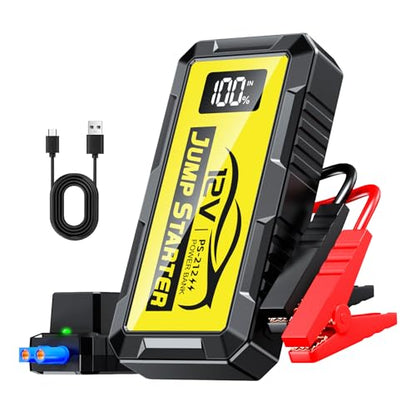 8000A Car Jump Starter, 12V Jump Starter Battery Pack (All Gas,up to 10.0L Diesel Engine) Jumper Cables Portable Lithium Jump Box, USB Output and LED Light - color: yellow