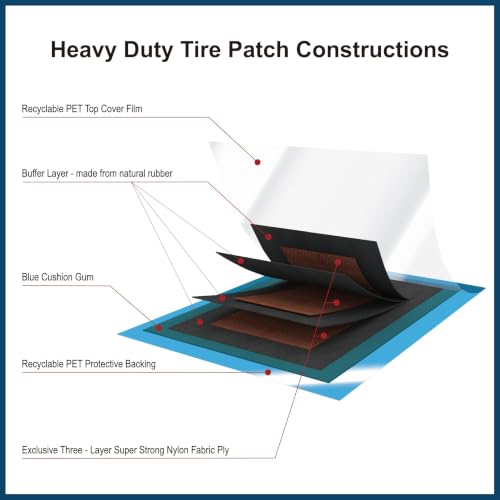 PAX Upgraded Radial Tire Repair Patches 125x90mm / 4.92x3.54 Inch (10 Pack), 2-Layer Super Strong Nylon Fabric Heavy-Duty Puncture Fix for Truck & Car (Rubber Cement Required) - size: 125x90mm
