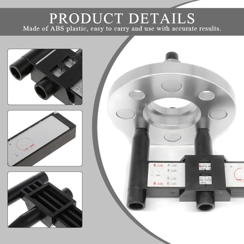 Wheel PCD Gauge, Wheel Rim Bolt Pattern Measuring Tool PCD Ruler for Quick Measurement, Universal Wheel Stud Lug Bolt Pattern Gauge for 4 5 6 8 Holes Sliding Caliper