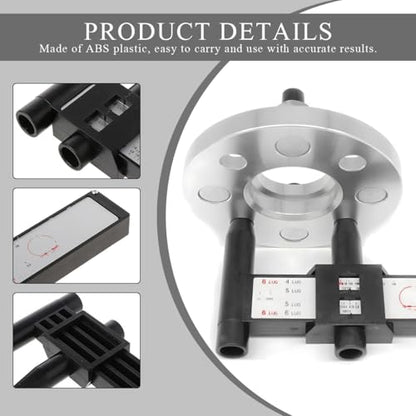 Wheel PCD Gauge, Wheel Rim Bolt Pattern Measuring Tool PCD Ruler for Quick Measurement, Universal Wheel Stud Lug Bolt Pattern Gauge for 4 5 6 8 Holes Sliding Caliper