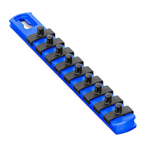 Ernst Manufacturing 8-Inch Socket Organizer with 9 1/4-Inch Twist Lock Clips, Blue (8407-Blue-1/4) - color: Blue, size: 1/4-Inch Twist Clips, style: 8-Inch